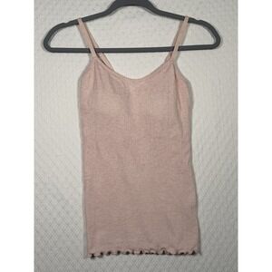 Vtg Y2K Laura Ashley Pink Ribbed Babydoll Padded Camisole M Lace Trim Coquette